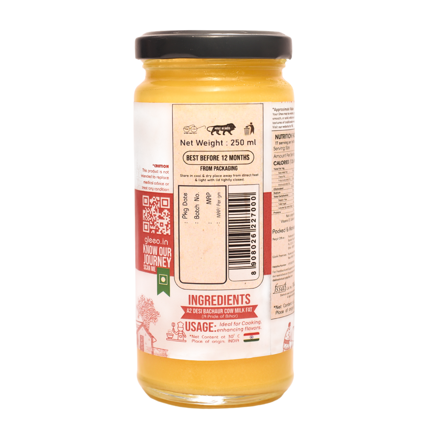 250 ml Bilona A2 Bachaur Cow Ghee