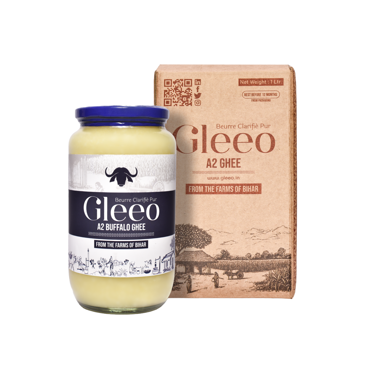 1 Liter Bilona A2 Murrah Buffalo Ghee