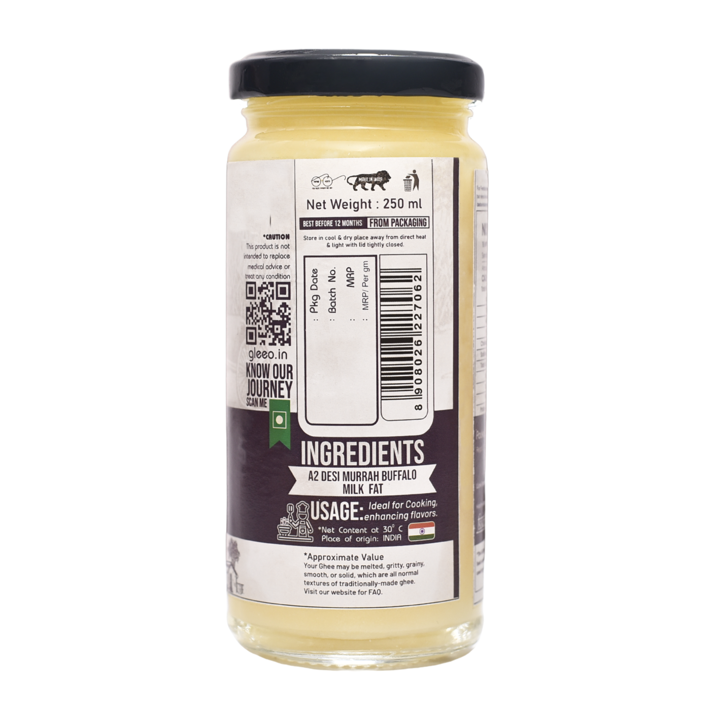 250 ml Bilona A2 Murrah Buffalo Ghee