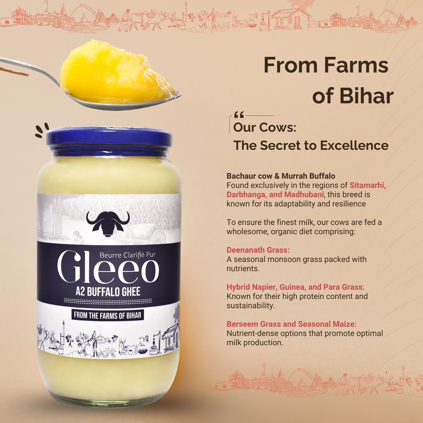 1 Liter Bilona A2 Murrah Buffalo Ghee