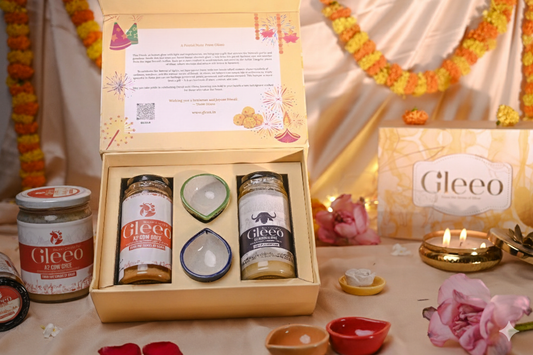 Gleeo Gift Box - Combo of Two 250ML Cow and Buffalo A2 Ghee